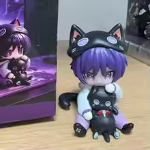 miHoYo Genshin Impact Wanderer Fairy Tale Cat Q Version Anime Figure Cute Sitting Scaramouche Doll Collection Model Ornament Toy
