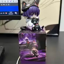 miHoYo Genshin Impact Wanderer Fairy Tale Cat Q Version Anime Figure Cute Sitting Scaramouche Doll Collection Model Ornament Toy