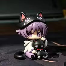 miHoYo Genshin Impact Wanderer Fairy Tale Cat Q Version Anime Figure Cute Sitting Scaramouche Doll Collection Model Ornament Toy
