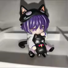 miHoYo Genshin Impact Wanderer Fairy Tale Cat Q Version Anime Figure Cute Sitting Scaramouche Doll Collection Model Ornament Toy